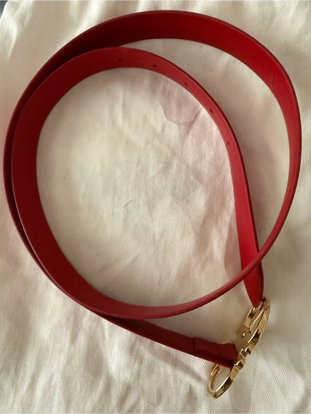 Salvatore Ferragamo Red Leather Belt with Gold Gancini Buckle